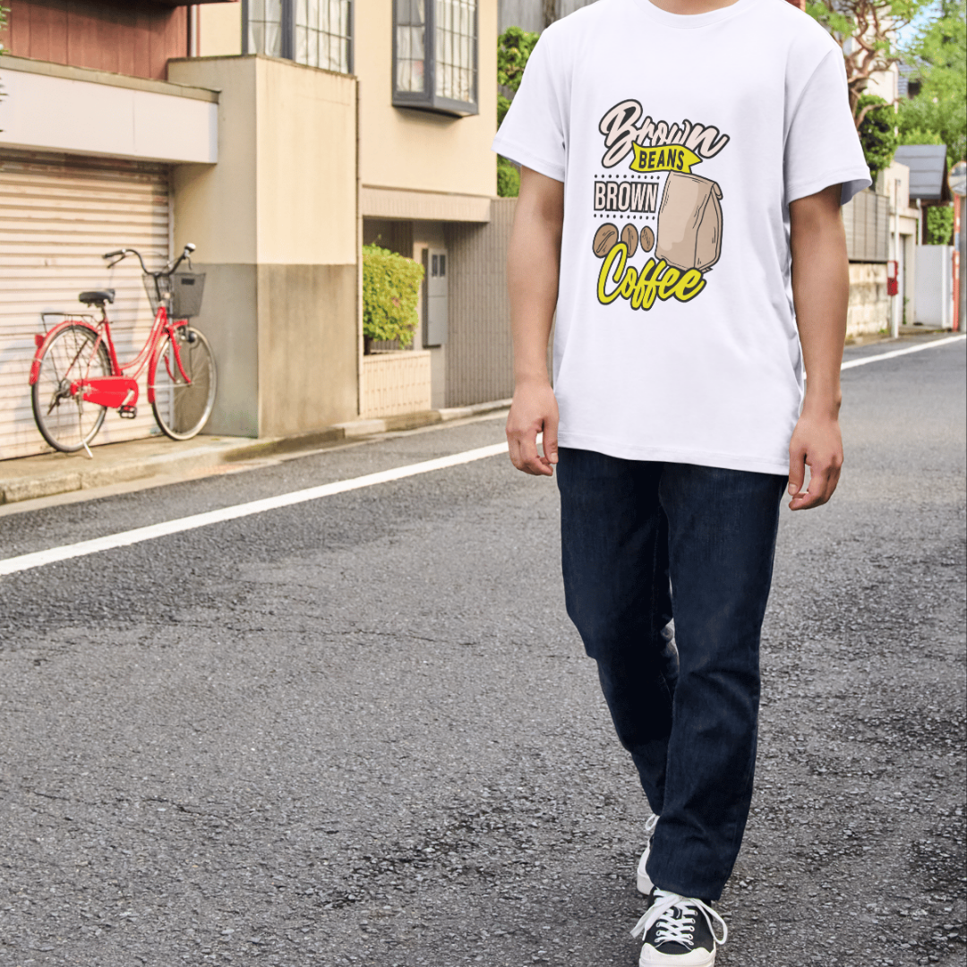 Brown Bean Brown Coffee, Premium Unisex Cotton T-Shirt | Super Combed | Bio-Washed