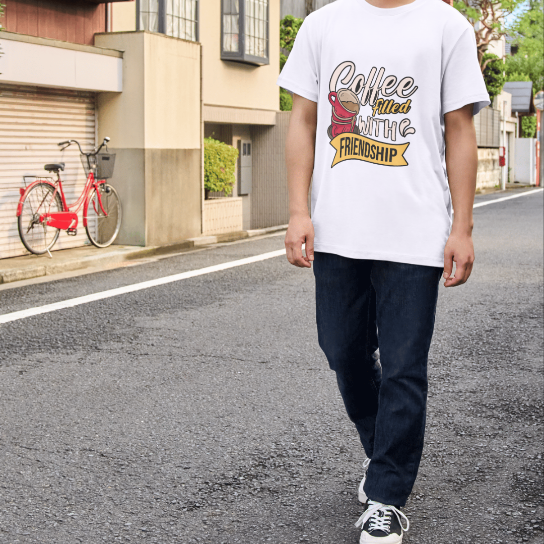 Coffee Filled With Friendship, Premium Unisex Cotton T-Shirt | Super Combed | Bio-Washed