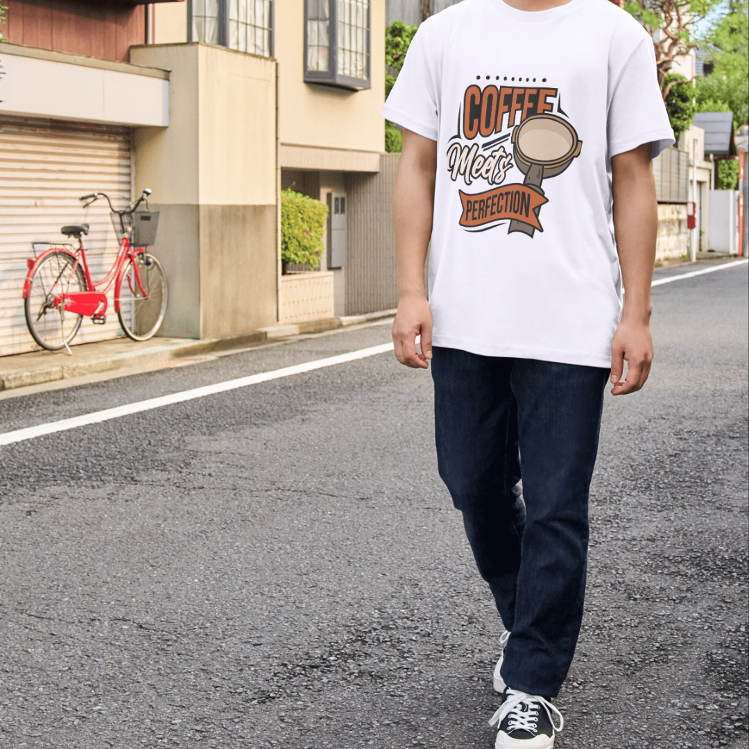 Coffee Meets Perfection, Premium Unisex Cotton T-Shirt | Super Combed | Bio-Washed