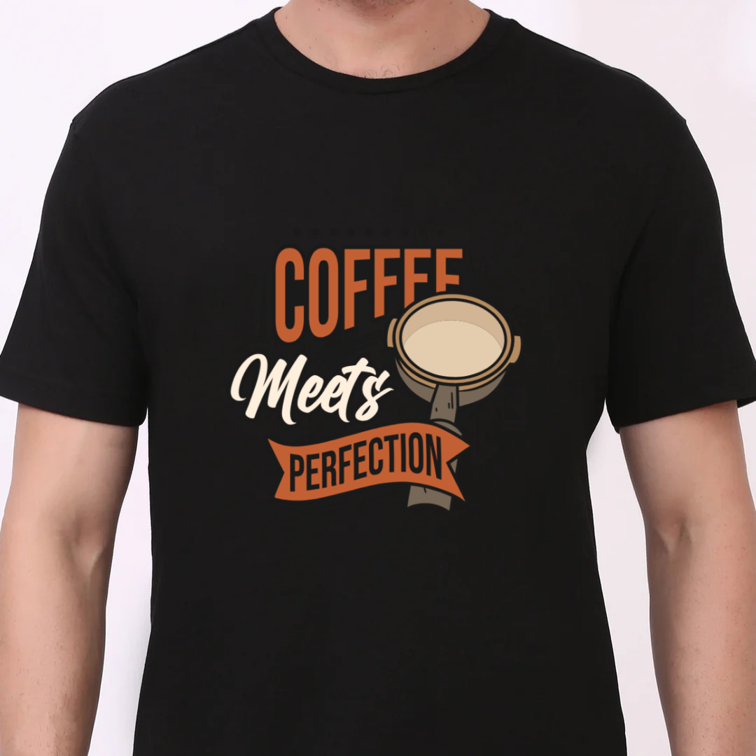 Coffee Meets Perfection, Premium Unisex Cotton T-Shirt | Super Combed | Bio-Washed