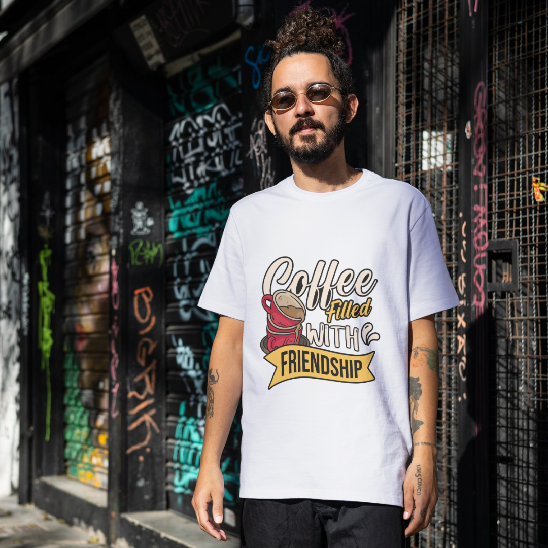 Coffee Filled With Friendship, Premium Unisex Cotton T-Shirt | Super Combed | Bio-Washed