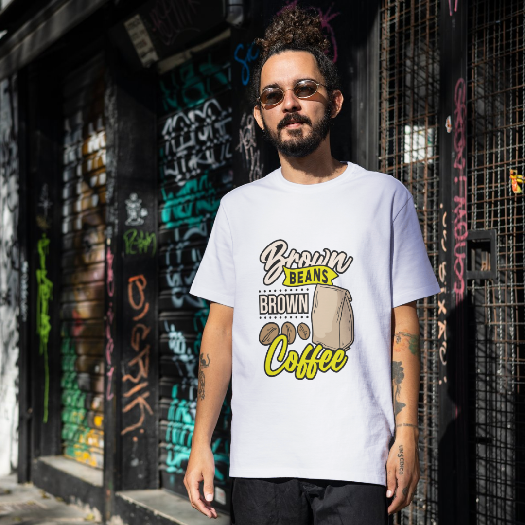 Brown Bean Brown Coffee, Premium Unisex Cotton T-Shirt | Super Combed | Bio-Washed