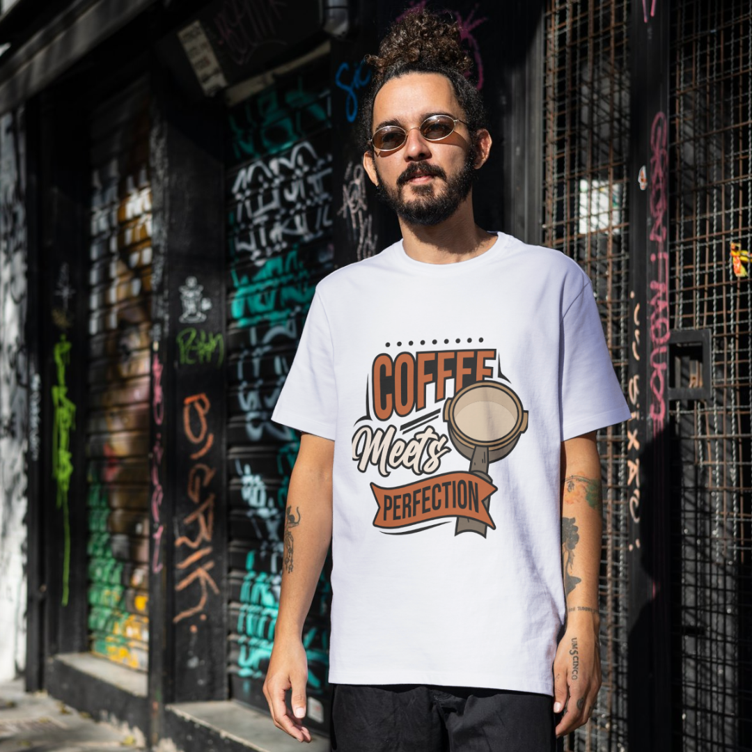 Coffee Meets Perfection, Premium Unisex Cotton T-Shirt | Super Combed | Bio-Washed