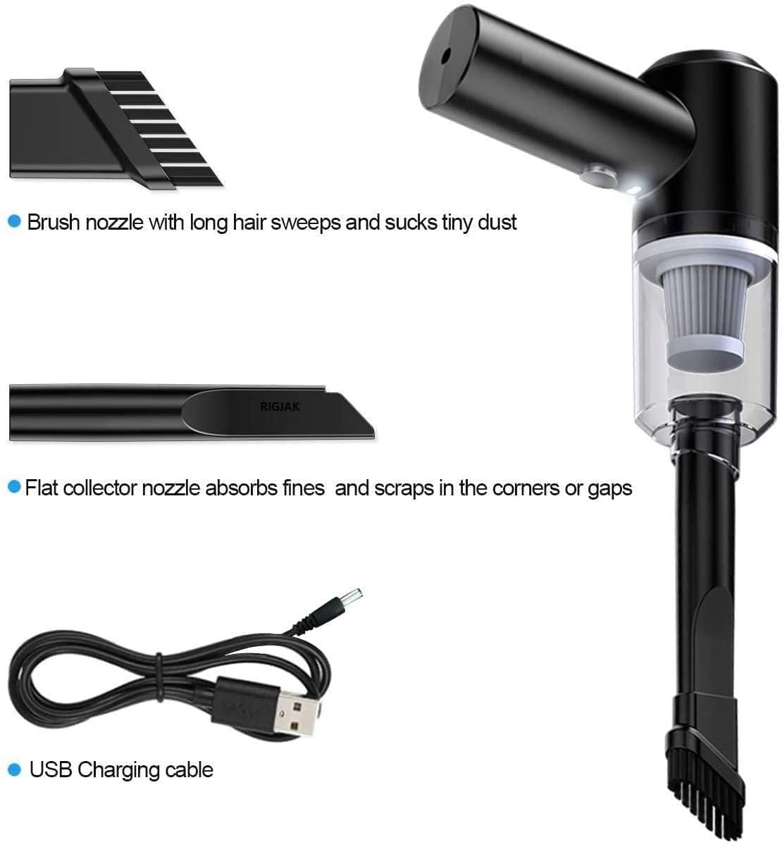 3 in 1 Vacuum Cleaner | USB Rechargeable Wireless Vacuum Cleaner Traveling, Camping Reusable, Portable, Rechargeable (Black)