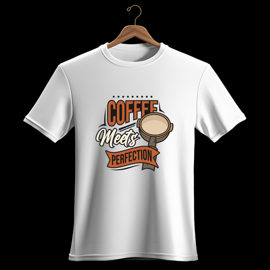 Coffee Meets Perfection, Premium Unisex Cotton T-Shirt | Super Combed | Bio-Washed