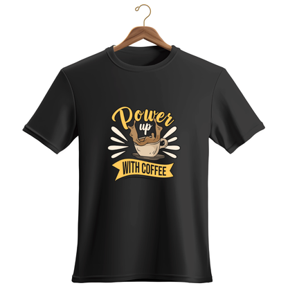 Powerup with Coffee, Premium Unisex Cotton T-Shirt | Super Combed | Bio-Washed