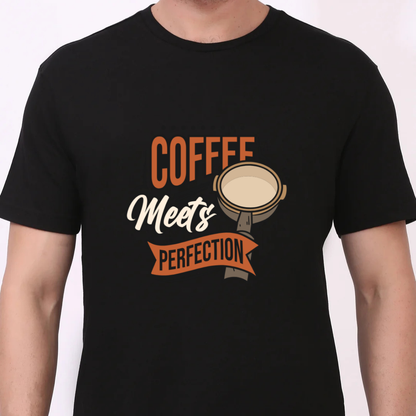 Coffee Meets Perfection, Premium Unisex Cotton T-Shirt | Super Combed | Bio-Washed