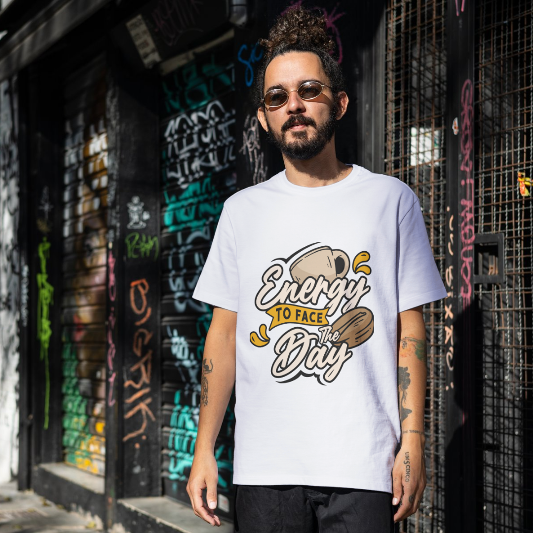 Energy to face the Day, Premium Men's Cotton T-Shirt | Super Combed | Bio-Washed
