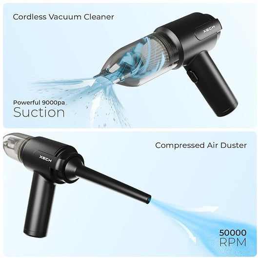 3 in 1 Vacuum Cleaner | USB Rechargeable Wireless Vacuum Cleaner Traveling, Camping Reusable, Portable, Rechargeable (Black)