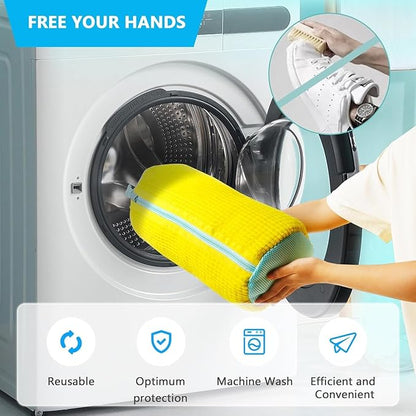 Invisible Zipper Side Opening Shoe Washing Bag for Washer and Dryer, Shoe Laundry Bags for Sneakers