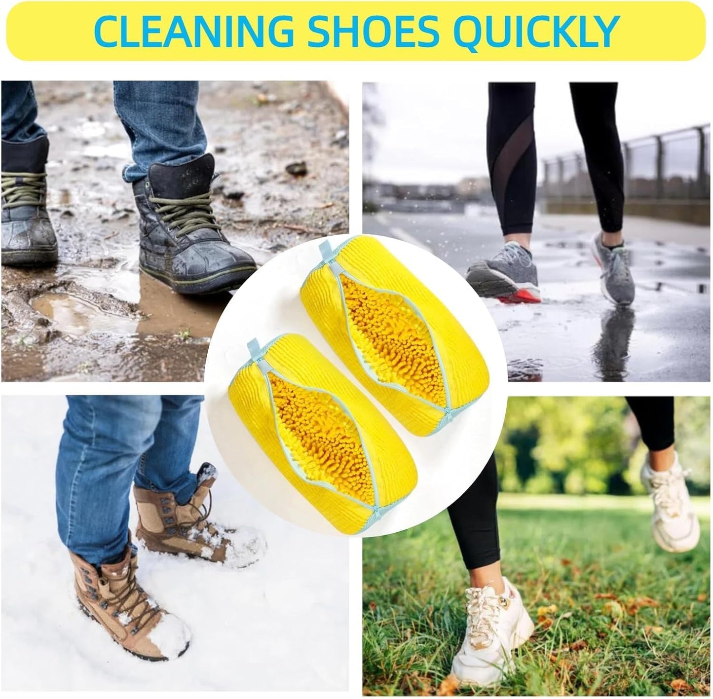 Invisible Zipper Side Opening Shoe Washing Bag for Washer and Dryer, Shoe Laundry Bags for Sneakers