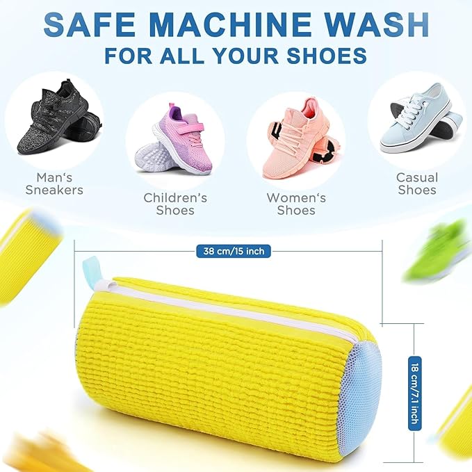 Invisible Zipper Side Opening Shoe Washing Bag for Washer and Dryer, Shoe Laundry Bags for Sneakers