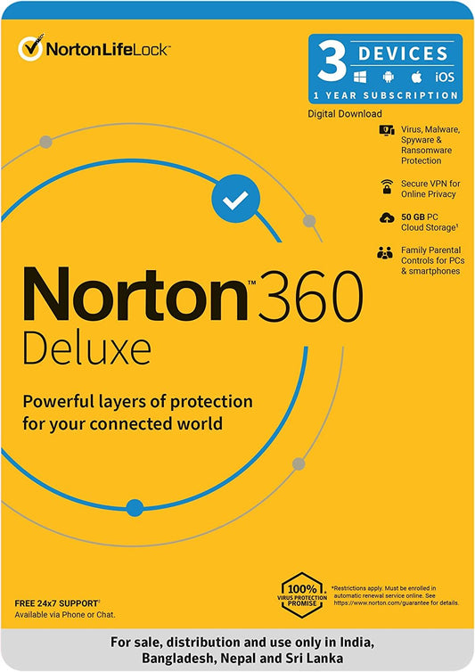 Norton 360 Deluxe 3 Device 1 Year Instant Email Delivery
