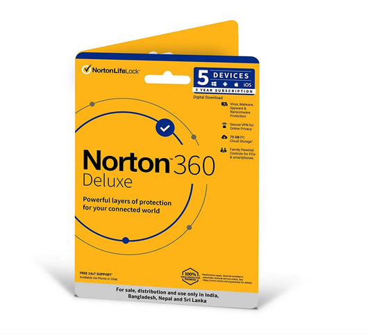 Norton 360 Deluxe 5 Device 3 Year Instant Email Delivery