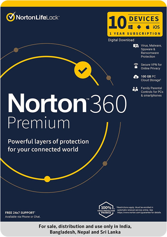 Norton 360 Premium 10 Device 1 Year Instant Email Delivery