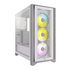 Corsair iCUE 4000X RGB Mid-Tower ATX Tempered Glass Case, (WHITE/BLACK)