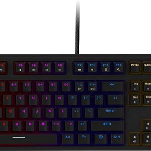 ZEBRONICS Zeb-MAX Plus V2 Premium Mechanical Keyboard with 104 Tactile Switch Keys, 2 Step Stand, 18 Multicolor Modes, Braided & Gold Plated USB Cable, Integrated Multimedia Keys (Zeb-MAX Plus V2)