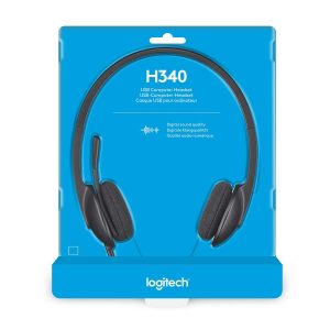 Logitech H340 Stereo Wired Over Ear Headphones With Mic With Noise-Cancelling, Usb, Pc/Mac/Laptop - Blac